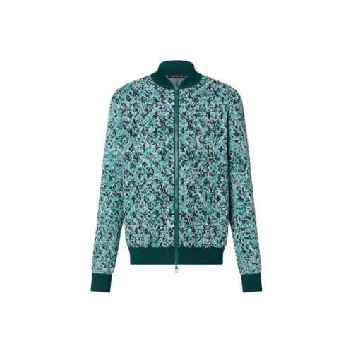 LOUIS VUITTON Графический хлопковый трикотажный блоузон Куртки Пальто Мужской Синий