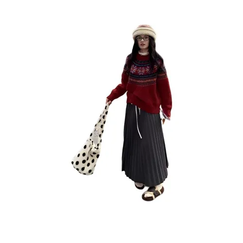 OURUOKE Красный Женский Трикотаж