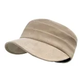 Бежевая плиссированная цилиндрическая шляпа из замши