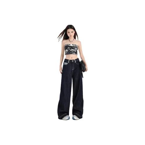 JOPPTI Темно-синий деним женские джинсы