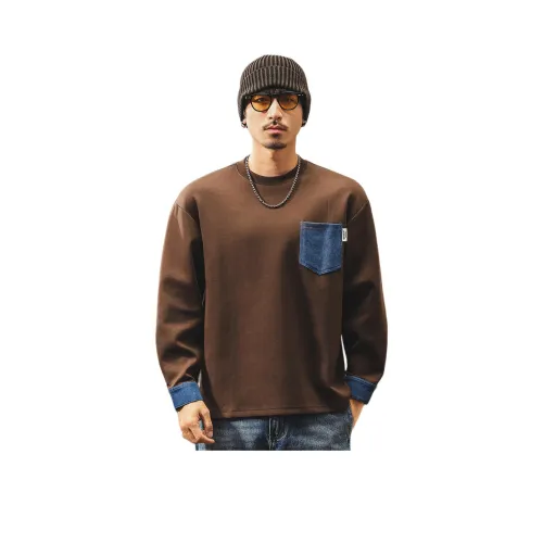 JIELEINUO Кофейный Мужской Свитшот