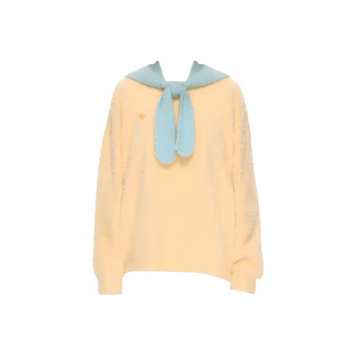 OURUOKE Желтый Свитер + Шапки и Кепки Женские Трикотаж