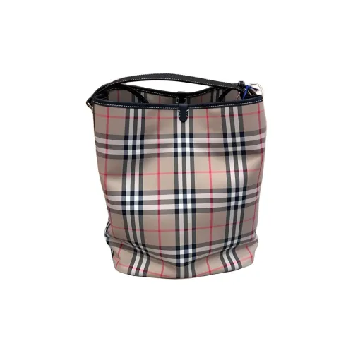 Burberry Холст Ведрообразная Сумка Сумка через плечо Большая Женская Бежевая