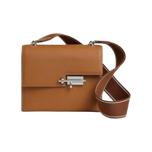 HERMES Verrou Epsom Телячья кожа Verrou Сумка Сумка через плечо Женская Золотисто-коричневая