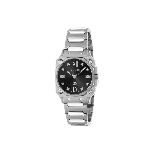 GUCCI из коллекции Flat Collection кварцевый механизм ремешок из нержавеющей стали 24 мм черный циферблат женские наручные часы