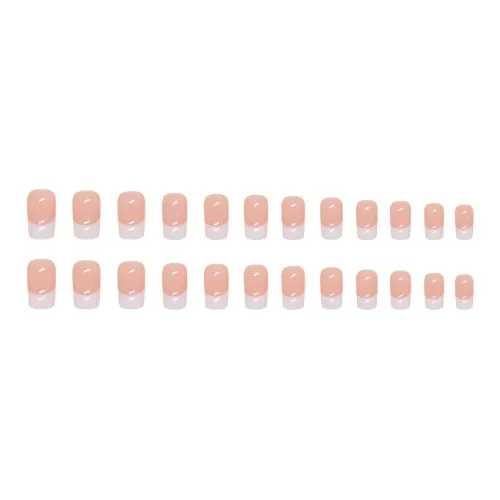ZHENYUE R147 Классический French Glue Type False Nail Cropped MID Length Pink Nude