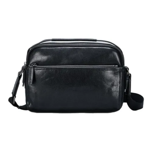 DOSRFINI Сумка через плечо из коровьей кожи стандартная мужская черная