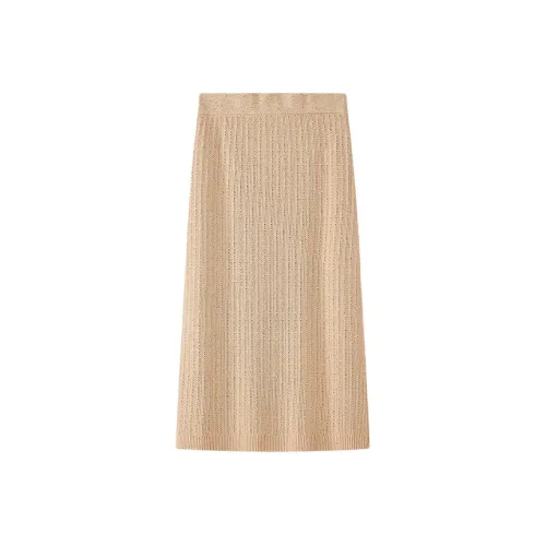 Лорел CAMEL Золотая Женская Вязаная Длинная Юбка