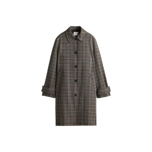 H M Темно-коричневый Клетка Женское пальто