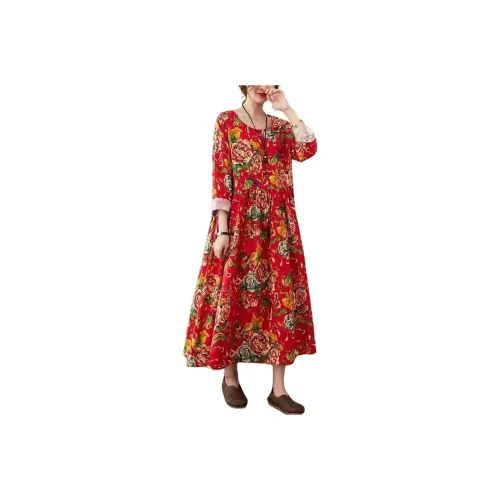 AHRTB Длинное платье с длинными рукавами женское