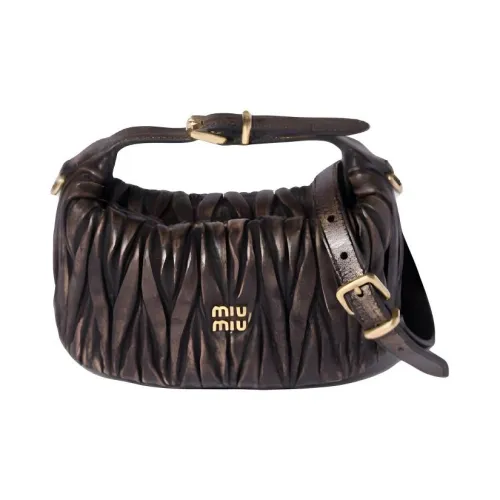 MIU MIU Nappa Sheepskin Clutch Bag Women's Coffee Brown