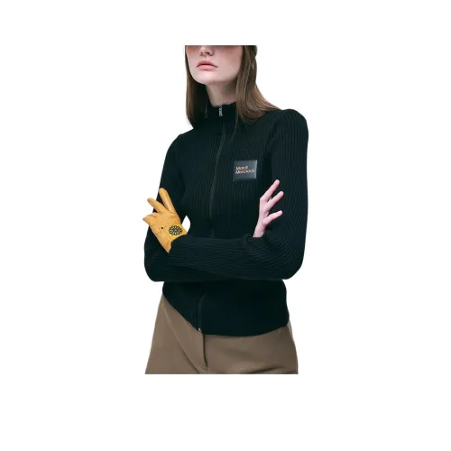 MARDI MERCREDI ACTIF Sports FW25 ZIP UP KNIT JUMPER Квадрат LOGO WAPPEN Черный Бежевый Трикотаж Женский