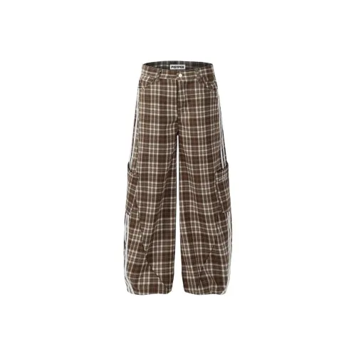 FTTHR Коричневые клетчатые штаны женские повседневные