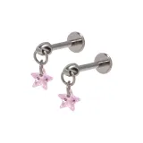 Серьги-гвоздики с подвеской в виде пятиконечной звезды (розовые)