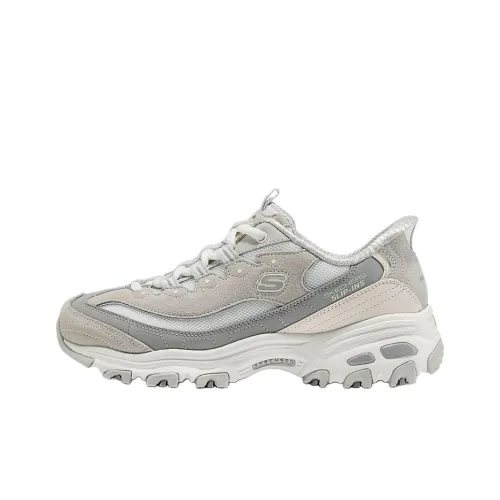 Skechers DLITES Устойчивые к истиранию Низкие Топ Кроссовки с Толстой Подошвой Женские Белые Серые