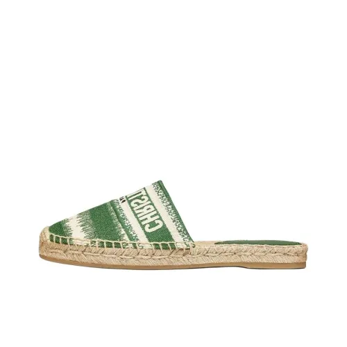 DIOR Granville Резиновая подошва Домашние тапочки Женские Зеленый Бежевый Белый