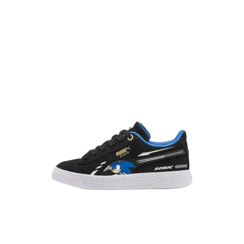 Sonic X PUMA Suede Series Low Топ Детские Скейтбординги Черный для детей 3-7 лет