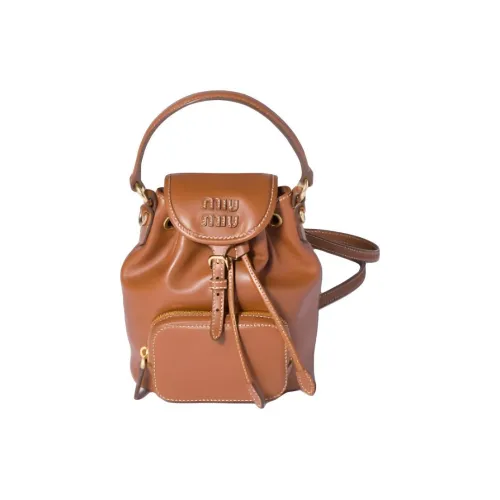 MIU MIU Рюкзак из коровьей кожи Mini Женский Коньяк