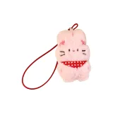 Розовый брелок в виде кролика с нагрудником