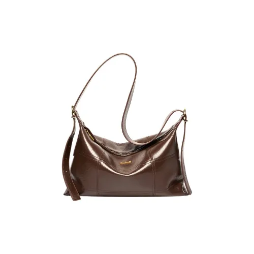 OUBOTE Синтетическая кожа Спилок коровьей кожи Сумка-тоут Сумка через плечо Стандартная Женская Кофейная Полночный черный