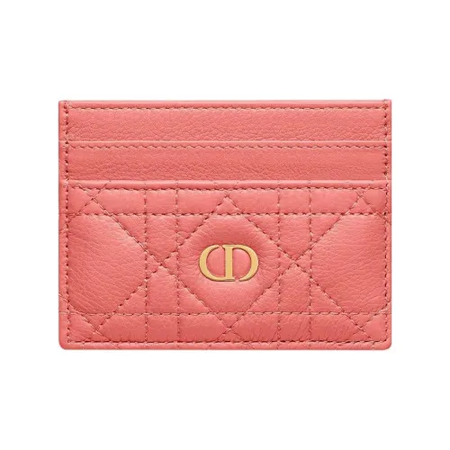 DIOR Caro Мягкий держатель для карт из коровьей кожи кошелек картхолдер стандартный женский серый тон кораллово-розовый