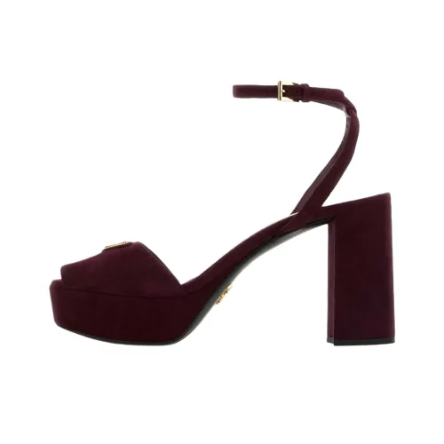 PRADA Tyrian One Ремень Сандалии 11 см Женские Бордовый Красный