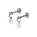 Серьги-гвоздики с подвеской в виде пятиконечной звезды (белый)