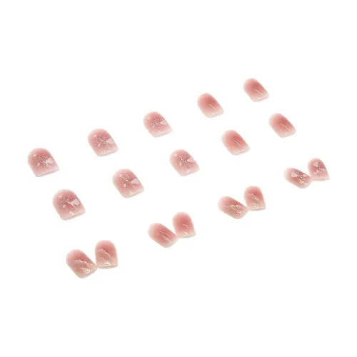 ZHENYUE R486 Румяна Блестящий розовый Клей Версия False Nail Укороченный Короткий LADDER Розовый Смузи