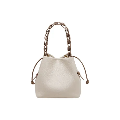 OUBOTE Корова Кожа с Синтетической Кожей Ведрообразная Сумка Стандартная Женская Молочный Белый Слоновый Серый