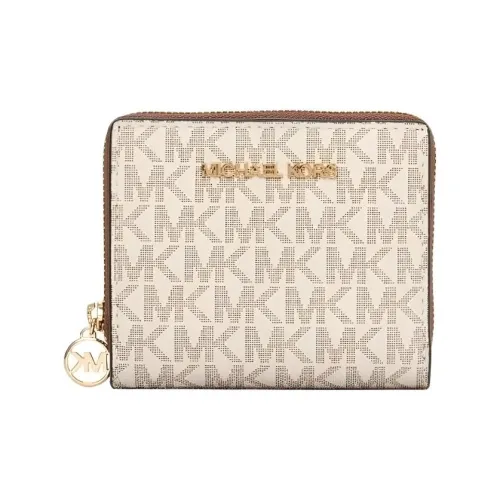 MICHAEL KORS Jet Set Travel Покрытый холст Кошелек Средний Женский Ванильный Белый