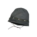 Серый, звезды, бусины, свободная шапка-бини