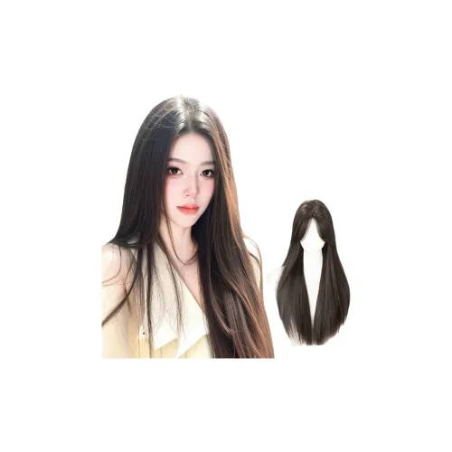 QIYEXUE Передняя часть Корона Кружево Нет Wake Волосы Бесшовный Средний Разделенный Элегантность Прямые волосы Женская Перука Высокая температура Пряжа