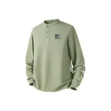 [Вафельная вязка Генри воротник] Пальмовый зеленый (Mf Натуральный текстурированный логотип на груди)