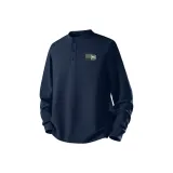 [Вафельная вязка Генри Воротник] Темно-синий (Mf Натуральный Текстурированный Логотип на груди)