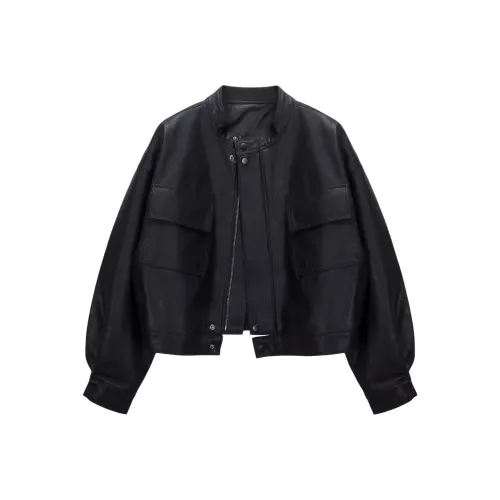 Mu Qingqing Кожа Куртка Женская