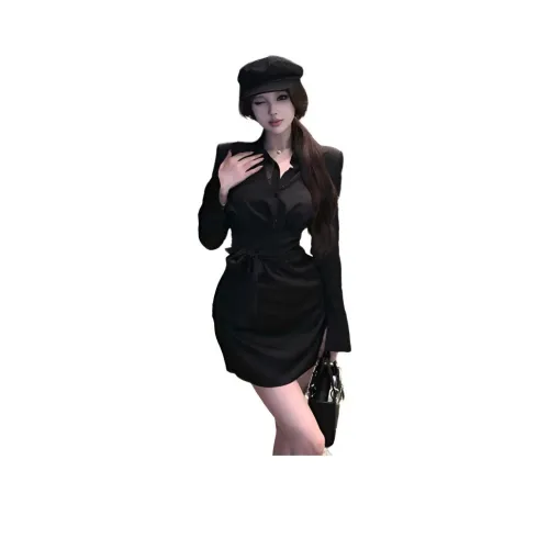 OURUOKE Длинное платье с длинными рукавами женское