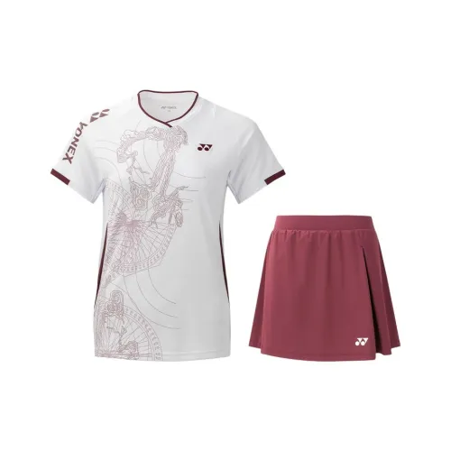 YONEX Комплекты (Белый топ + Темно-умбровый низ) Женские Повседневные костюмы