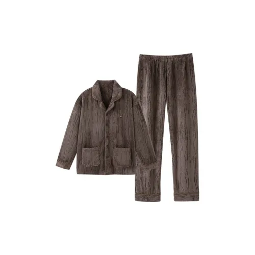 TLXT Теплый Кофейный Мужской Пижамный Комплект