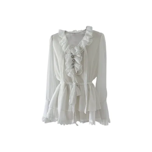 GORGEOUSIDEA Бежевый Шифон Женская Рубашка