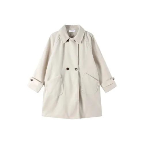 PZGE Light Gray Woolen Coat Women's Furry