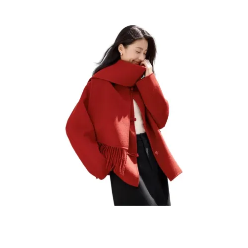 IHIMI Новогодний красный Женское пальто