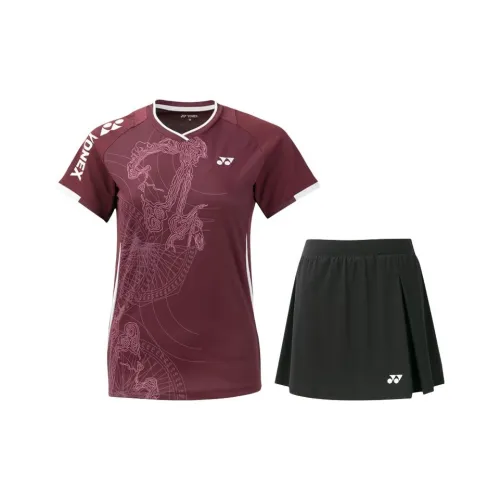 YONEX Комплекты Одежды Темно-Коричневый Топ + Черный Низ Женские Повседневные Костюмы