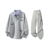 Светло-серый топ + серые штаны фотиния