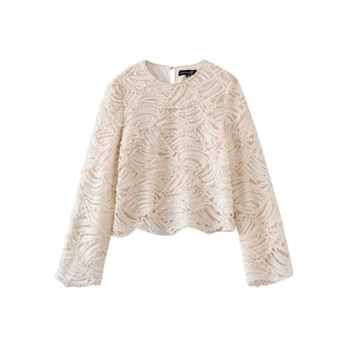 OUNIXUE Абрикос Женские Шифоновые Рубашки