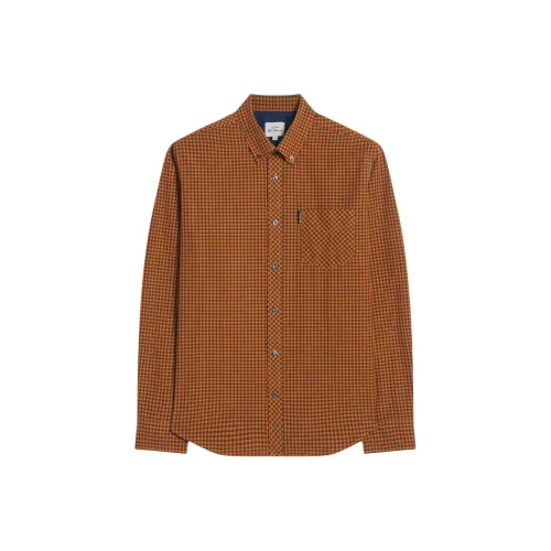 BEN SHERMAN Горчичный Желтый Мужские Рубашки