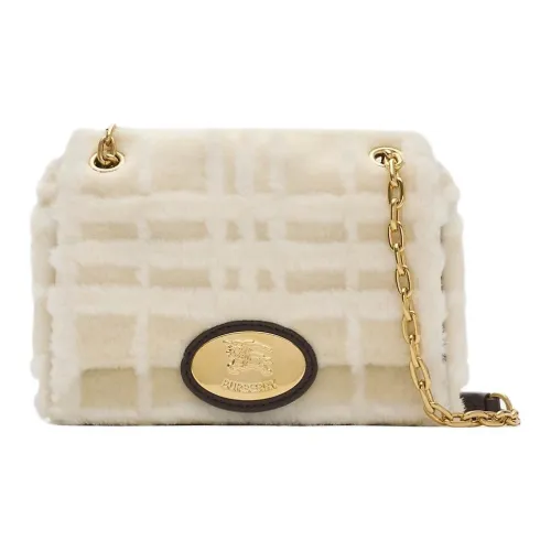 Burberry Small Strand Bag​ Chain And Leather Strap Foldover Flap With Magnetic Closure Interior Zip Pocket