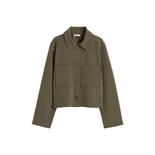 H M Темный хаки зеленый женский короткий пальто