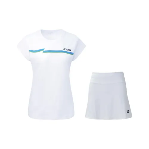 YONEX Комплекты Белый Топ + Белый Низ Женские Повседневные Костюмы