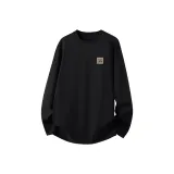 [100% cotton, длинный рукав] Черный (с кожей, вставки, этикетка, логотип на груди)