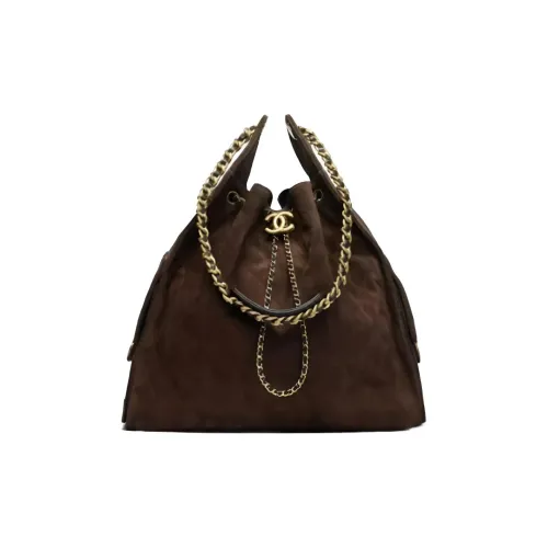 CHANEL 25Bag Suede Calfskin Shoulder Bag Large Women's Dark Brown